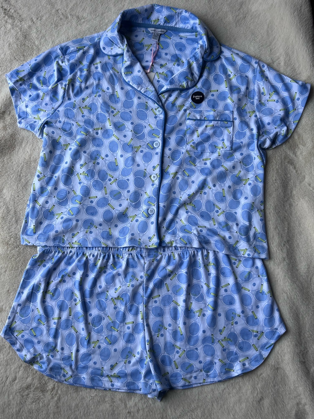 Luna & Dawn Tennis Theme Pajama Shirt and Shorts Set